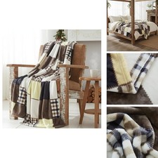 Tache Plaid Brown Yellow Fall Throw Blanket - 90 x 90 Inch Full/Queen 4026 picture