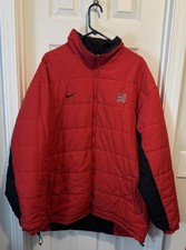 Vintage Nike Team Nebraska Huskers Reversible Puffer Jacket Coat Red Black XL picture