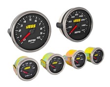 JEGS 6-Gauge Set, Black Analog Face [5 in. Dia. Speedometer & Tachometer] picture