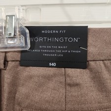 Worthington Modern Fit Trouser Pants Size 12 Brown Herringbone Tweed NWT $40 picture