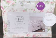 THE FARMHOUSE Rachel Ashwell White Pink Purple Blue Floral Cotton FULL Sheet Set picture