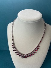 Vintage B David Ruby Red Rhinestone Fringe Choker 50-60's picture