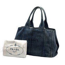 PRADA Tote Bag Handbag Canapa Denim Indigo Authentic picture