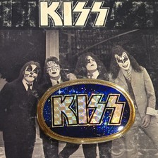 Vintage 1977 KISS Pacifica Blue Galaxy Prism Belt Buckle NICE picture