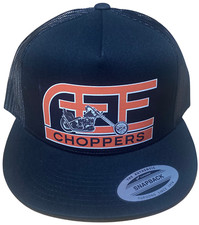 AEE CHOPPERS VINTAGE LOGO BLACK TRUCKER HAT WING TANK CHOPPER MOTORCYCLE BIKER picture