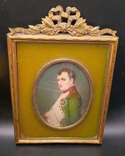 Antique Hand-Painted Napoleon Miniature Portrait on Bone c.1900, Germany Frame picture