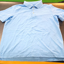 Croft & Barrow Easy Care Men's Cotton Blend Blue Solid Polo Short Sleeve M picture