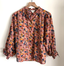 Sundance Women's Laurel Floral Button Front Ruffle Puff Sleeve Top Size Small picture