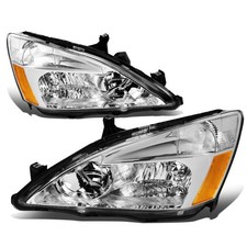 Headlights 03-07 Honda Accord Driver Passenger Halogen Chrome Amber HO2502120 picture