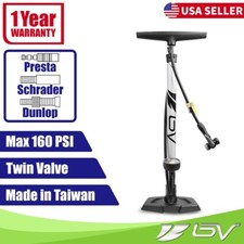 BV Bike Bicycle Pump Floor w Gauge Tire Ball Air Inflator Presta Schrader 160PSI picture