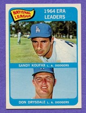 1965 Topps 1964 ERA Leaders NL #8 Sandy Koufax & Don Drysdale EX-MT picture