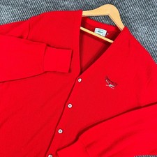 Vintage IZOD Lacoste Sweater Cardigan Mens Large Red Long Sleeve USA Made picture