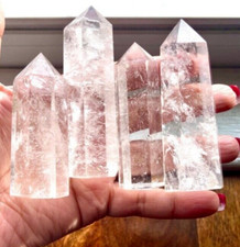Natural Clear White Quartz Healing Obelisk Crystal Wand Tower Point Decor Gifts picture