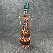 Vintage Scoubidou Woven Wine Bottle  MCM Retro Boho Chic Mid Century Modern 60s picture