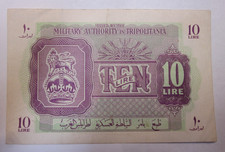 1943 Libya British Military Authority in Tripolitania 10 Lire Crown Note Crisp picture