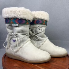 Vintage Tecnica Apres Ski Boots Womens 8.5 EU 39 Shearling Leather Italy Made picture