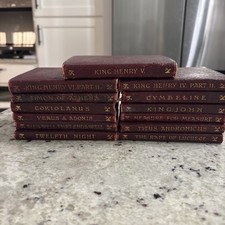 Vintage William Shakespeare Leather Bound Miniature Book Lot of 13  Temple Set picture