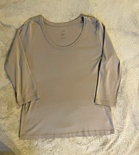 J.Jill Women’s Scoop Neck 3/4 Sleeve Knit 100% Pima Cotton T-Shirt Beige L picture