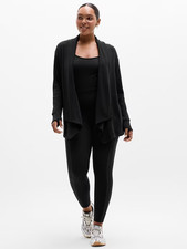 Athleta Women's $89 Pranayama Restore Wrap Open Front Cardigan in Black size L picture