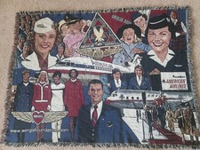 ​Vintage American Airlines History Woven Tapestry Throw Blanket Wings Foundation picture