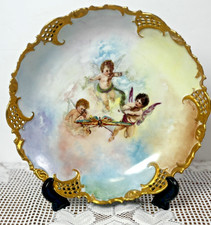 Antique Leonard Vienna Austria Porcelain Cherub Putti Bonbon Dish Gold Gilt Tray picture