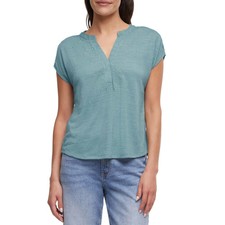 Orvis Women's Textured Top Split V-Neck Embroidered Detail Relaxed Fit picture