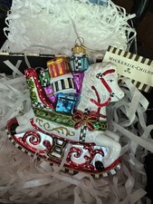 NIB MacKenzie-Childs Rocking Horse Hand-Blown Glass Christmas Ornament picture