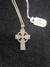Vintage Solvar Sterling Silver Celtic Cross Necklace Made In Ireland 925 Boxed picture