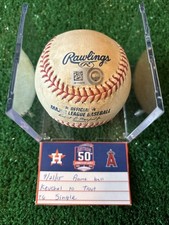 Future HOF Mike Trout LA Angel’s Game Used Hit Single Off Dallas Keuchel MLB HOL picture