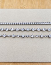 Lot 3 Vintage Signed Designer Sterling Silver 925 Clear CZ Tennis Bracelets picture