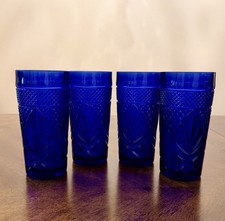 4 Luminarc Cristal D'Arques-Durand  Antique Sapphire Blue Coolers Tumblers New picture