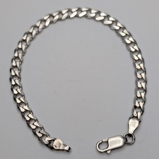 Vtg Italian Sterling Silver Curb Chain Link Bracelet 5mm 7.5 in 9.4g picture