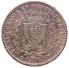 Italian states Kingdom of Piedmont-Sardinia 1 Lire  1827 P -Carlo Felice KM# 121 picture