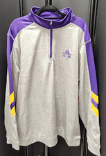Colosseum Alcorn Men's Quarter Zip Sweatshirt Gray Purple Yellow XL picture