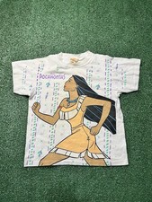 Rare 1996 Disney Pocahontas Aop Single Stich Tshirt Size Kids 10/12 Made In USA picture