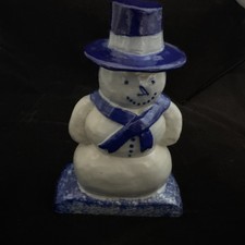 Vintage Signed Eldreth Pottery 1996 Snowman please read full description.  picture