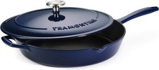 Bestow Enameled Cast Iron 12-Inch Skillet with Lid, Blue picture