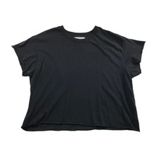 The Great Boxy Crew Neck Tee Washed Black Raw Hem Cotton T-Shirt Size 3 Large picture