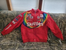 Authentic Kyle Busch JH Design Skittles Full Snap Red Jacket Sz large NWT picture