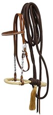 Showman Show Bosal Headstall w/ Brown Nylon Mecate Reins picture