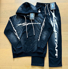 Hellstar Black/White 2pc Sweatsuit Hoodie & Pants L Graphic Logo Fleece picture