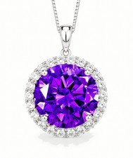 RARE 6.00 Ct Certified Purple Diamond Solitaire Necklace, FREE Diamond Studs picture