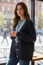 Sonoma Goods for Life Seattle Navy Button Front Cardigan Sweater Women’s picture