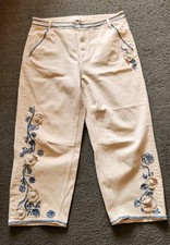 DRIFTWOOD Women's Barbara Jeans 32 Wide Leg High Rise Floral Embroidered Nordic picture