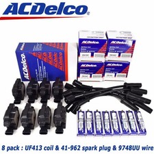 8 PACKs Ac.D UF413 Ignition Coil  41-110 Spark Plug + 9748UU Wire GMC OEM picture