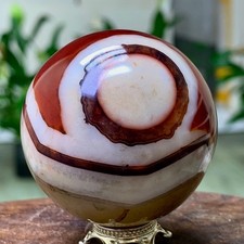 147G Natural red stripe agate sphere Crystal Ball Madagascar mineral picture
