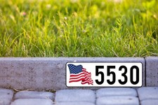 Waving US American Flag Custom Curb Number Self Adhesive Durable outdoor vinyl picture