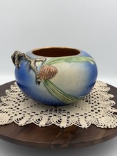 Roseville Pine Cone Blue Glaze Art Pottery Vase/Bowl 278-4 picture