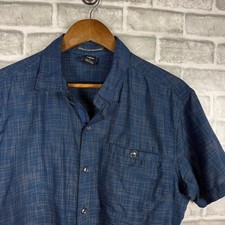 Kuhl Crossfire Short Sleeve Shirt Mens Large Blue Grid Plaid Button Down 7563 picture
