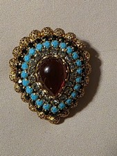 Vintage Austrian rhinestone and faux-gemstone brooch picture